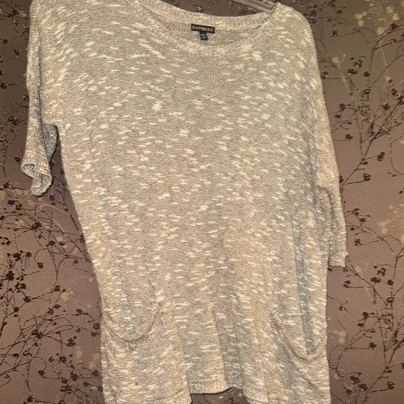 Express Tops - Express Gray and White Boxy Tunic Top